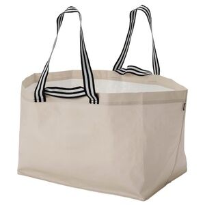 IKEA Tan Bag with Black Striped Handles NWT